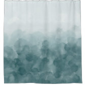 熱帯ティール（緑がかった色）の青の水彩画 シャワーカーテン (正面)