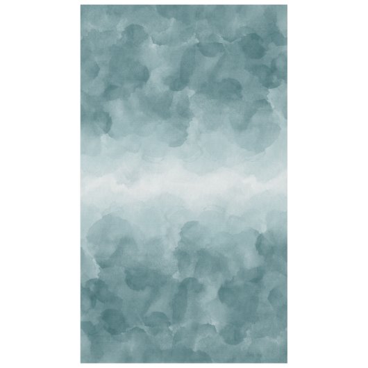 熱帯ティール（緑がかった色）の青の水彩画 テーブルクロス (正面)