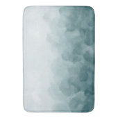 熱帯ティール(緑がかった色)の青の水彩画 バスマット (正面縦)