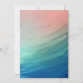 熱帯ティール(緑がかった色)の青及びモモの結婚式招待状 招待状 (裏面)