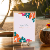 熱帯ティール（緑がかった色）オレンジピンクハイビスカス結婚ズ テーブルナンバー