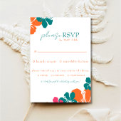 熱帯ティール（緑がかった色）オレンジピンクハイビスカス 出欠カード