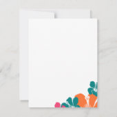 熱帯ティール（緑がかった色）オレンジピンクハイビスカス 出欠カード (裏面)