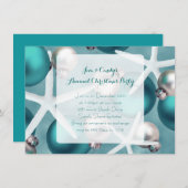 熱帯ティール（緑がかった色）クリスマスパーティの招待状 招待状 (正面/裏面)