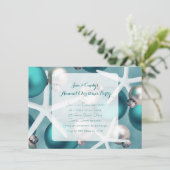 熱帯ティール（緑がかった色）クリスマスパーティの招待状 招待状 (スタンド正面)