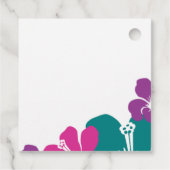 熱帯ティール（緑がかった色）ピンクパープルハイビスカススクエア フェイバータグ (裏面)