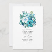 熱帯ティール(緑がかった色)フローラ結婚式招待状 招待状 (正面)