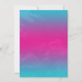 熱帯ティール(緑がかった色)ブルーピンクバルミツワー 招待状 (裏面)