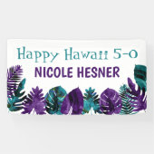 熱帯ティール(緑がかった色)プラムパープルハワイ5-0 50誕生日 横断幕 (横)