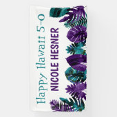 熱帯ティール(緑がかった色)プラムパープルハワイ5-0 50誕生日 横断幕 (縦)