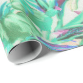 熱帯ティール（緑がかった色）モダンフローラフラミンゴ ラッピングペーパー (ロールコーナー)