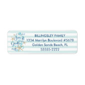 熱帯ティール（緑がかった色）季節のごあいさつヒトデ ラベル (正面)