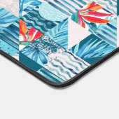 熱帯ティール(緑がかった色)幾何学的抽象芸術パターン デスクマット (コーナー)