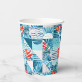 熱帯ティール（緑がかった色）幾何学的抽象芸術パターン 紙コップ (裏面)