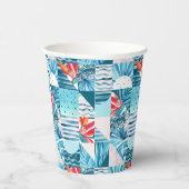 熱帯ティール（緑がかった色）幾何学的抽象芸術パターン 紙コップ (右)