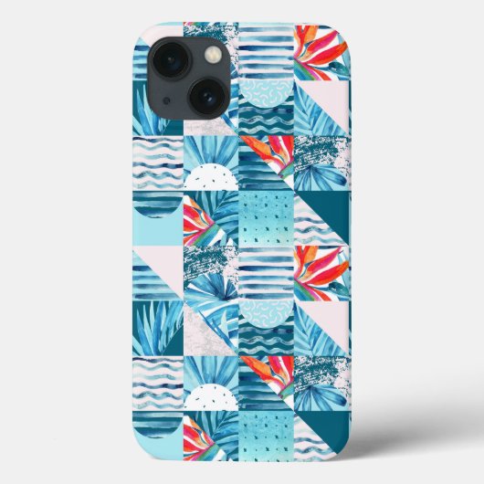 熱帯ティール(緑がかった色)幾何学的抽象芸術パターン Case-Mate iPhoneケース (裏面)