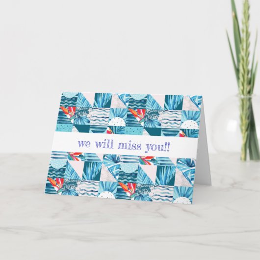 熱帯ティール(緑がかった色)幾何抽象芸術パターン カード (正面)