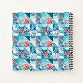 熱帯ティール（緑がかった色）幾何抽象芸術パターン ノートブック (裏面)