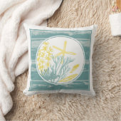 熱帯ティール(緑がかった色)海 クッション (ブランケット)