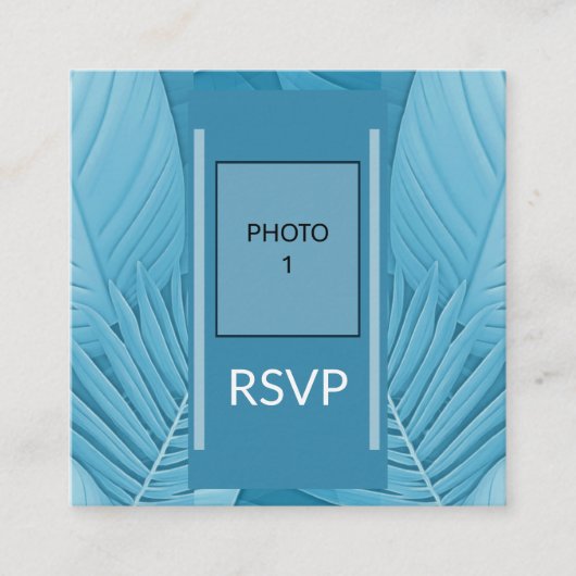 熱帯ティール（緑がかった色）結婚のエンクロージャフォトQRコードカード エンクロージャーカード (正面)