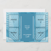 熱帯ティール（緑がかった色）結婚の4枚の写真フラットサンキューカード サンキューカード (裏面)