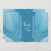 熱帯ティール（緑がかった色）結婚の4枚の写真フラットサンキューカード サンキューカード (正面/裏面)