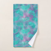 熱帯ティール（緑がかった色）葉の図表 バスタオルセット (ハンドタオル)