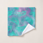 熱帯ティール（緑がかった色）葉の図表 バスタオルセット (ウォッシュタオル)