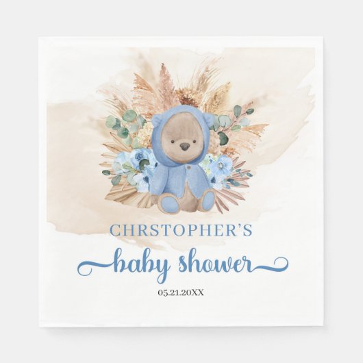 熱帯テディベアのススキ赤ちゃんシャワー スタンダードランチョンナプキン (正面)