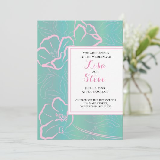 熱帯テーマビーチ目的地の結婚式 招待状 (スタンド正面)