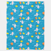 熱帯テーマフラミンゴの果実(青い背景) フリースブランケット (正面)