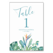 熱帯テーマ結婚の装飾 テーブルナンバー (裏面)