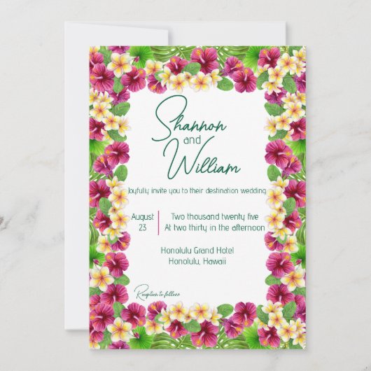熱帯テーマ結婚式招待状 招待状 (正面)