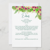 熱帯テーマ結婚式招待状 招待状 (裏面)