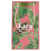 熱帯デザイモダンナーピンク スモールペーパーバッグ (正面)