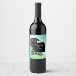 熱帯デザインの緑の濃淡の名前と日付 ワインラベル