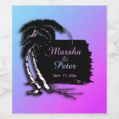 熱帯デザインユニークの名称と日付 ワインラベル (シングルラベル)