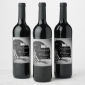 熱帯デザイン名と日付 ワインラベル (ボトル)