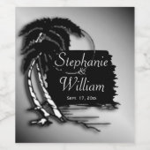 熱帯デザイン名と日付 ワインラベル (シングルラベル)