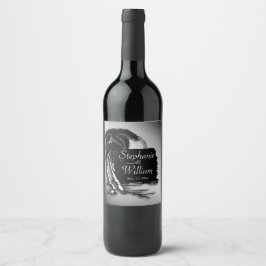 熱帯デザイン名と日付 ワインラベル