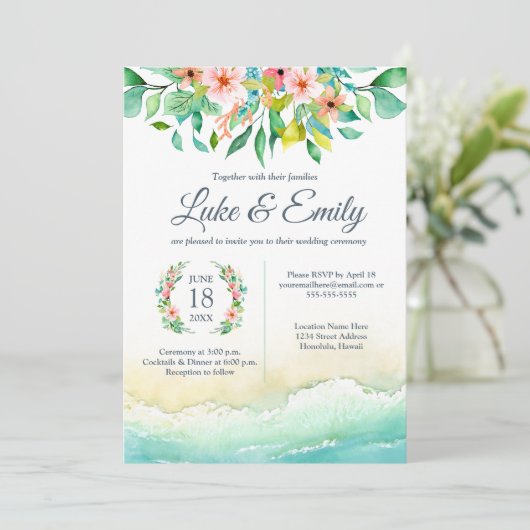 熱帯デスティネーションウォーター結婚カラー 招待状 (スタンド正面)