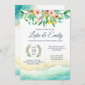 熱帯デスティネーションウォーター結婚カラー 招待状 (正面/裏面)