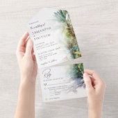 熱帯デスティネーションビーチ結婚式 オールインワン招待状 (貼ってはがせる)