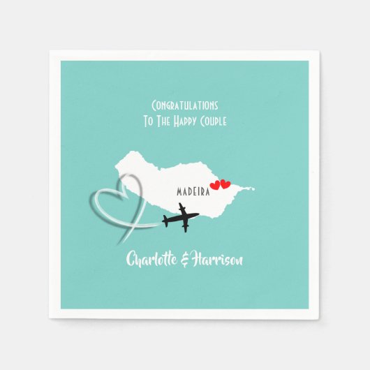 熱帯デスティネーションマデ結婚イラ スタンダードカクテルナプキン (正面)