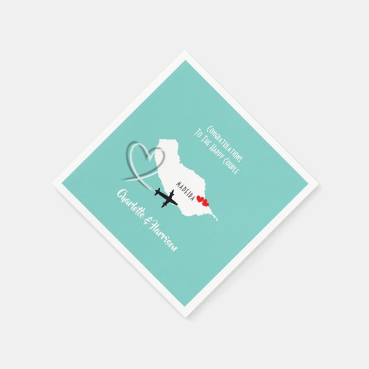 熱帯デスティネーションマデ結婚イラ スタンダードカクテルナプキン (角)