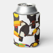 熱帯トゥーカンの鳥のヴィンテージパターン 缶クーラー (缶裏面)