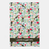 熱帯トスカーナ鳥熱帯花パターン キッチンタオル (縦)