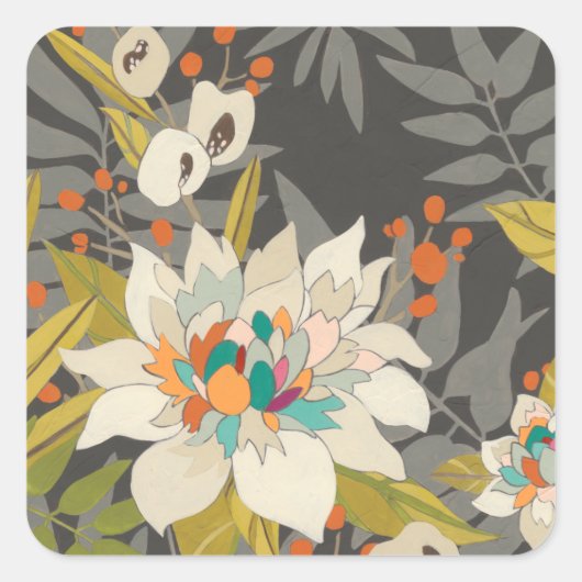 熱帯トワイライトの花 スクエアシール (正面)