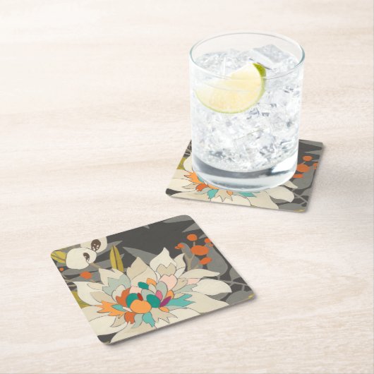 熱帯トワイライトの花 スクエアペーパーコースター (インサイチュ)