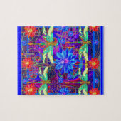 熱帯トンボの青い花のギフト ジグソーパズル (横)